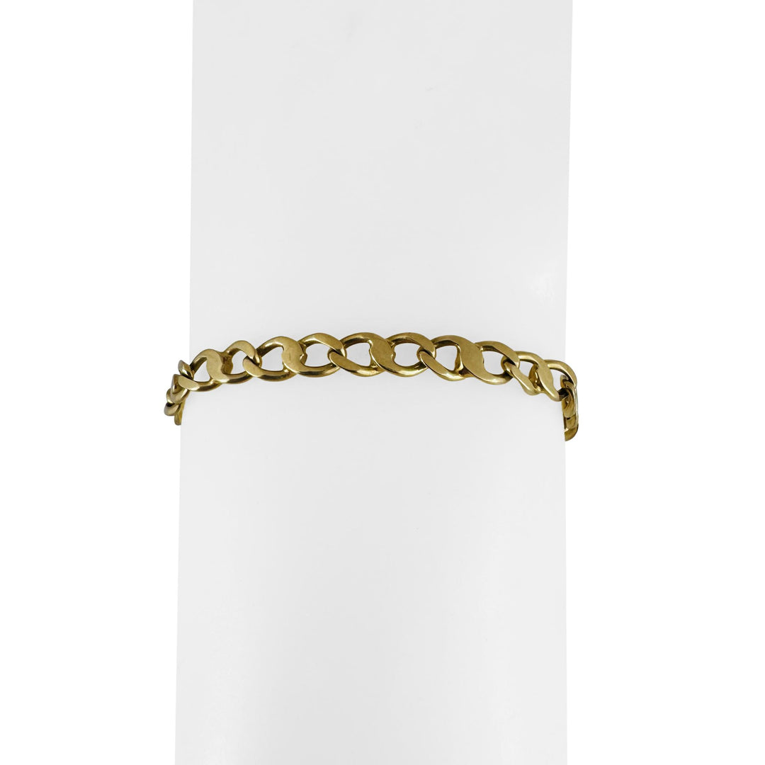 18k Yellow Gold 11.8g Vintage Solid 5mm Fancy Curb Link Bracelet Italy 7.5"