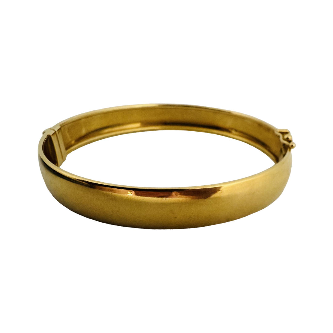 18k Yellow Gold 16.2g Solid Vintage 10mm Polished Bangle Bracelet Italy 7.5"