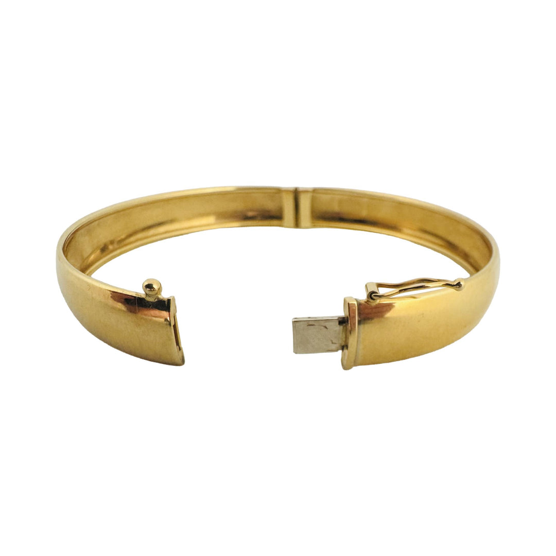 18k Yellow Gold 16.2g Solid Vintage 10mm Polished Bangle Bracelet Italy 7.5"