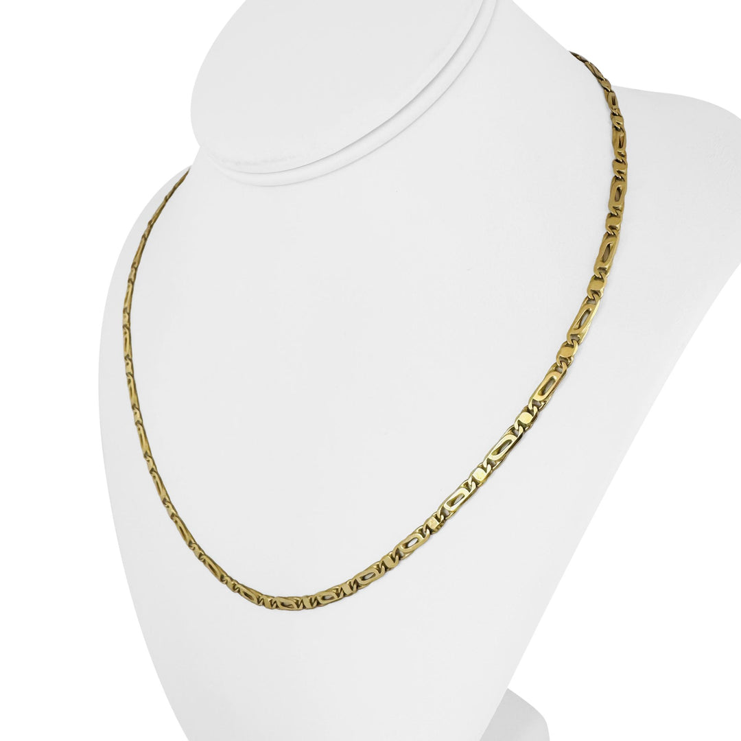 18k Yellow Gold 14.3g Solid Fancy Figarucci Link Chain Necklace Italy 19.5"