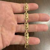 14k Yellow Gold 7g Ladies Diamond Cut 9mm Panther Panel Link Bracelet 7"