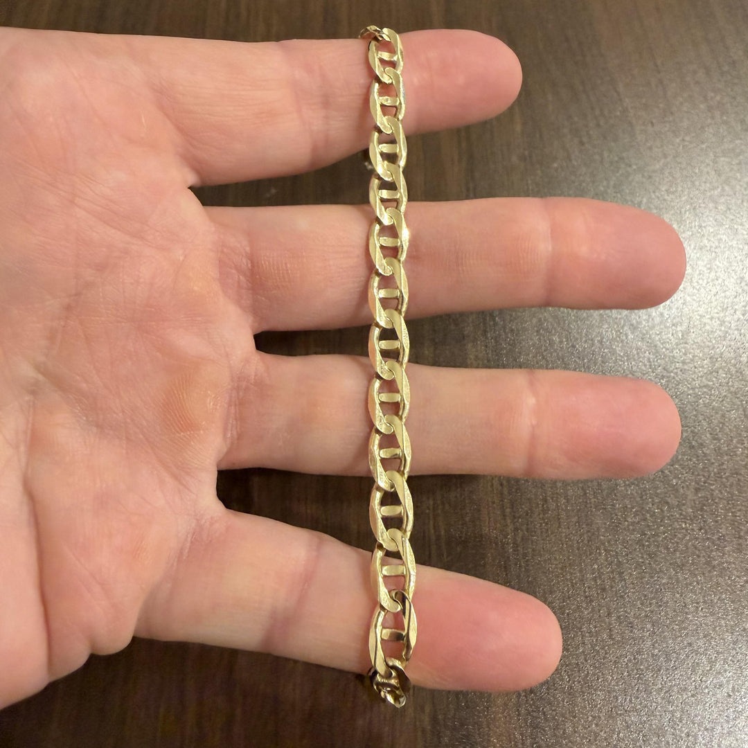 14k Yellow Gold 14g Solid Men's 7mm Mariner Link Bracelet Italy 8.25"