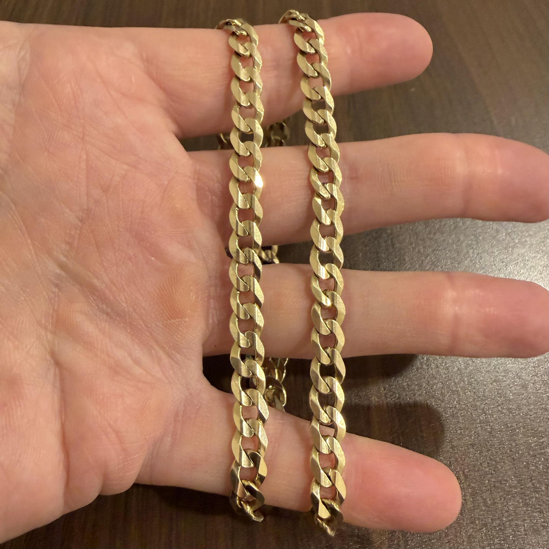 10k Yellow Gold 37.7g Solid Heavy 7mm Curb Link Chain Necklace Turkey 22"
