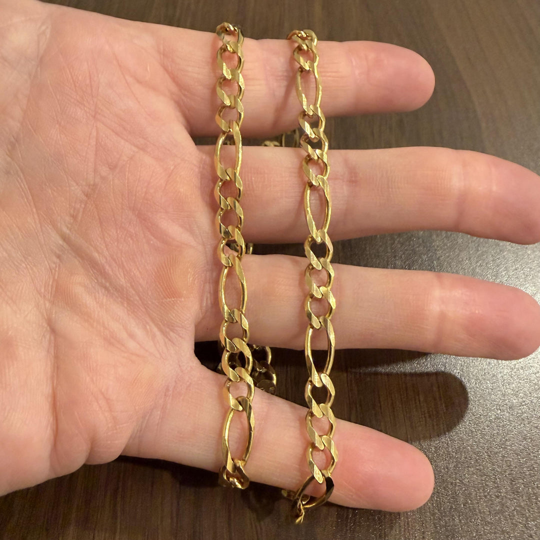 10k Yellow Gold 26g Solid Heavy 6.5mm Figaro Link Chain Necklace Canada 22"