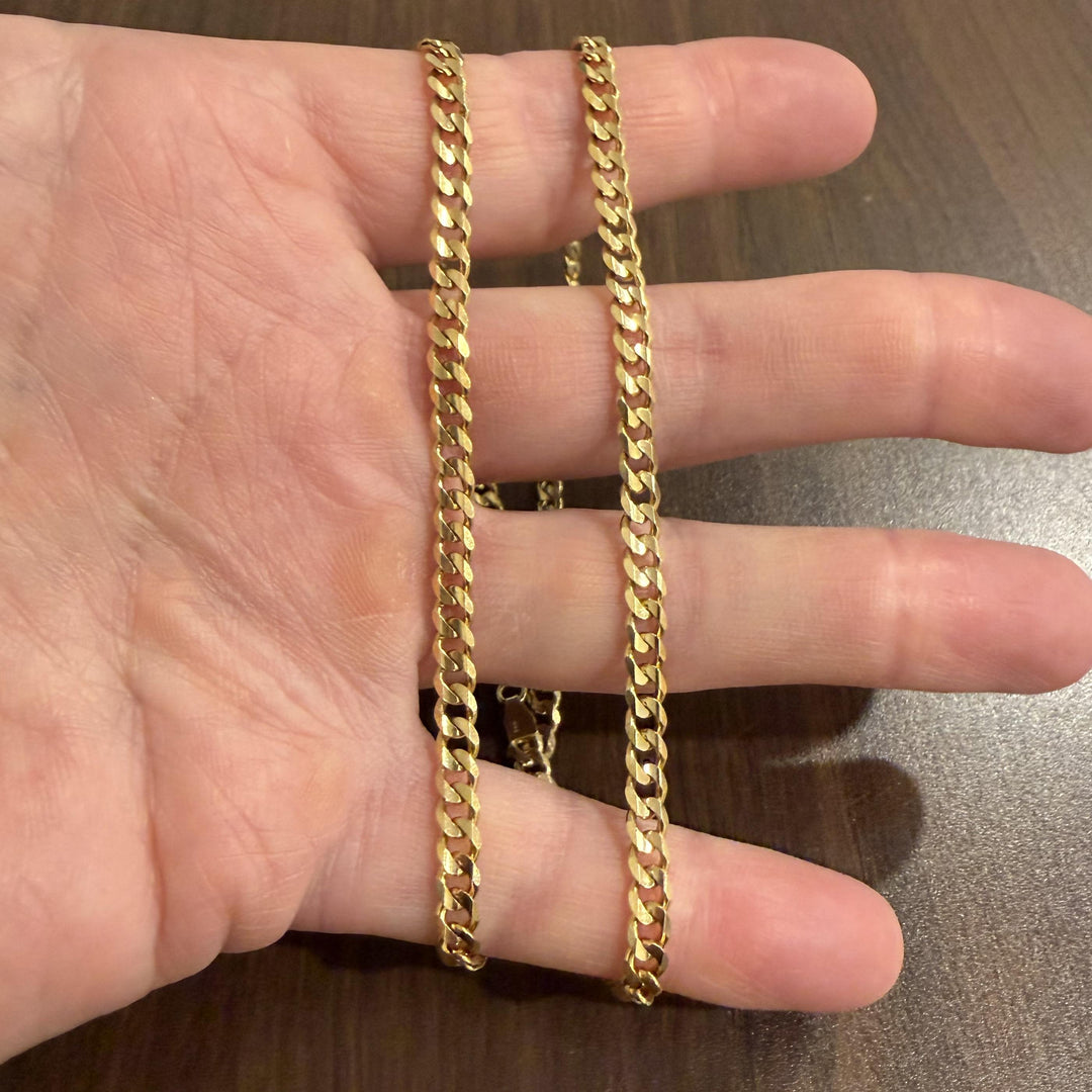 14k Yellow Gold 23g Solid Heavy 4.5mm Curb Link Chain Necklace 22"