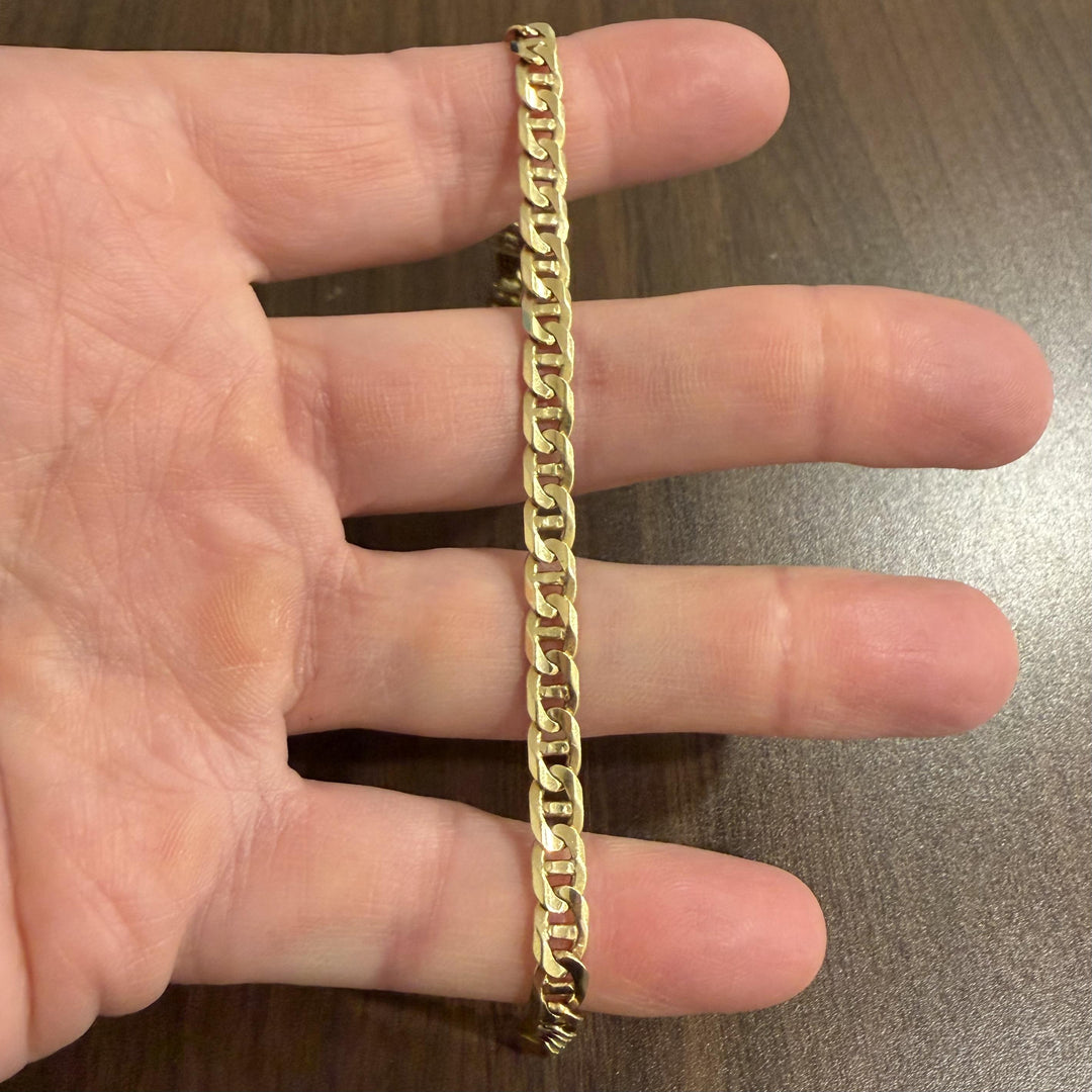 14k Yellow Gold 12g Solid Men's 6mm Mariner Link Bracelet Italy 8"