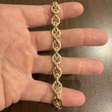 14k Yellow and White Gold 9.8g Ladies 10mm Fancy Link Bracelet Italy 7.5"