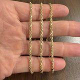 14k Yellow Gold 18.7g Solid 3mm Diamond Cut Rope Chain Necklace 24"