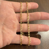 14k Yellow Gold 13.7g Vintage Squared 3mm Curb Link Chain Necklace Italy 20"