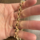 14k Yellow and Rose Gold 18.5g Vintage Geometric Fancy Link Bracelet 6.75"
