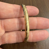 14k Yellow Gold 6.2g Ladies Striped 6mm Bangle Bracelet 7.25"