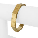 14k Yellow Gold 17.6g Vintage Floral 10mm Octagonal Bangle Bracelet 6.75"