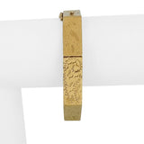 14k Yellow Gold 17.6g Vintage Floral 10mm Octagonal Bangle Bracelet 6.75"