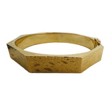 14k Yellow Gold 17.6g Vintage Floral 10mm Octagonal Bangle Bracelet 6.75"