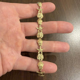 14k Yellow Gold 9.5g Diamond Cut Beach Ocean Charm Link Bracelet 7.25"