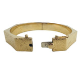 14k Yellow Gold 17.6g Vintage Floral 10mm Octagonal Bangle Bracelet 6.75"