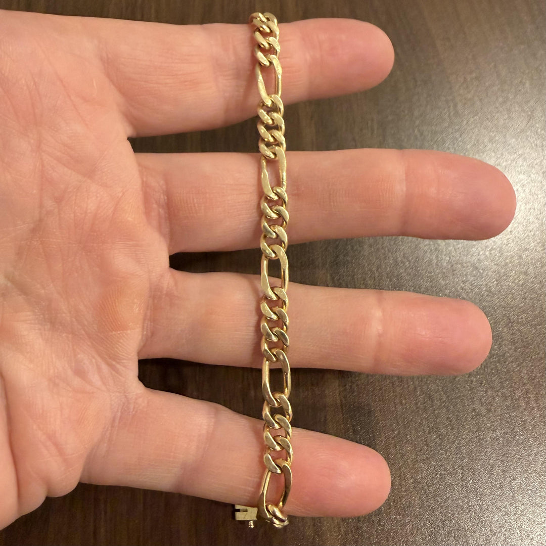 14k Yellow Gold 15g Solid Ladies 6mm Figaro Link Bracelet 7.5"