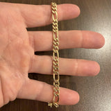 14k Yellow Gold 15g Solid Ladies 6mm Figaro Link Bracelet 7.5"