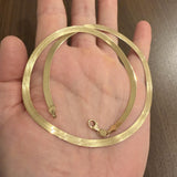 14k Yellow Gold 11g Flat Silky 5mm Herringbone Link Necklace Italy 20"