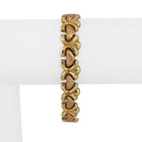 14k Yellow and Rose Gold 17.3g Vintage Fancy Heart Link Bracelet Italy 7"