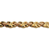 14k Yellow and Rose Gold 17.3g Vintage Fancy Heart Link Bracelet Italy 7"