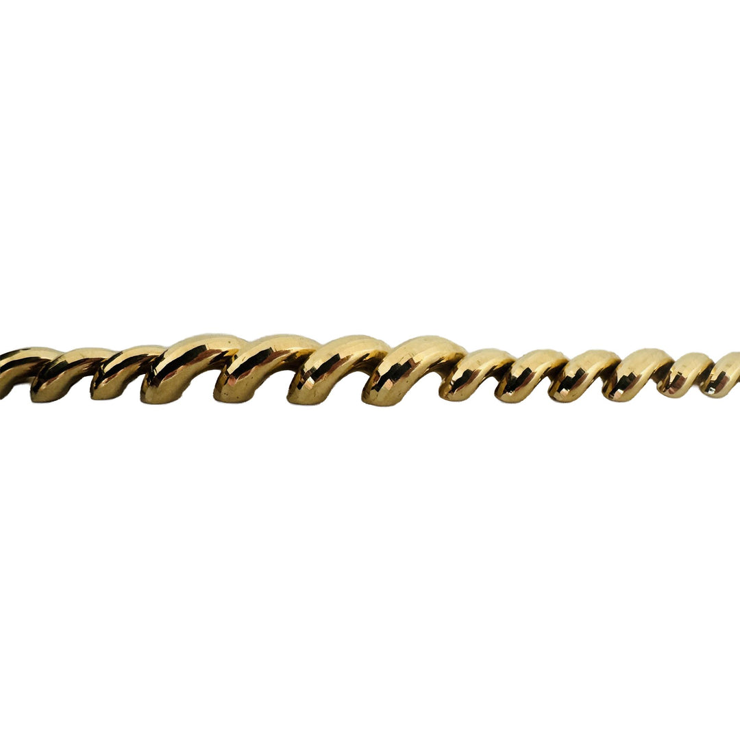 14k Yellow Gold 12.4g Faceted Graduated San Marco Link Bracelet Peru 7"