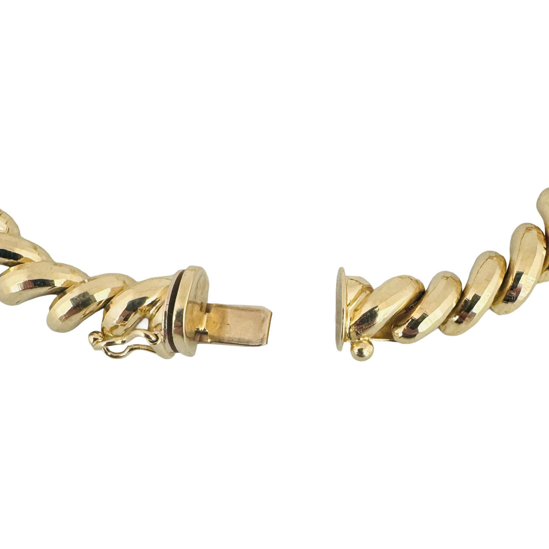 14k Yellow Gold 12.4g Faceted Graduated San Marco Link Bracelet Peru 7"