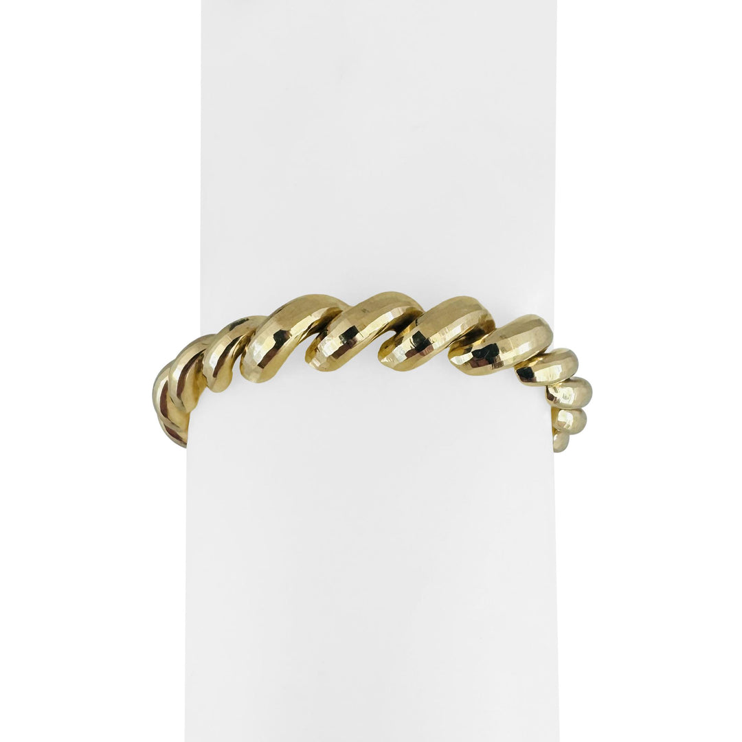 14k Yellow Gold 12.4g Faceted Graduated San Marco Link Bracelet Peru 7"