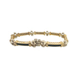 14k Yellow and White Gold Onyx Inlay 23.5g Heavy Bar Link Bracelet 7"