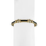 14k Yellow and White Gold Onyx Inlay 23.5g Heavy Bar Link Bracelet 7"