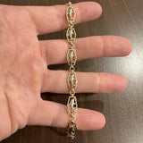14k Yellow and White Gold 8.8g Ladies Fancy Dolphin Link Bracelet 7.5"