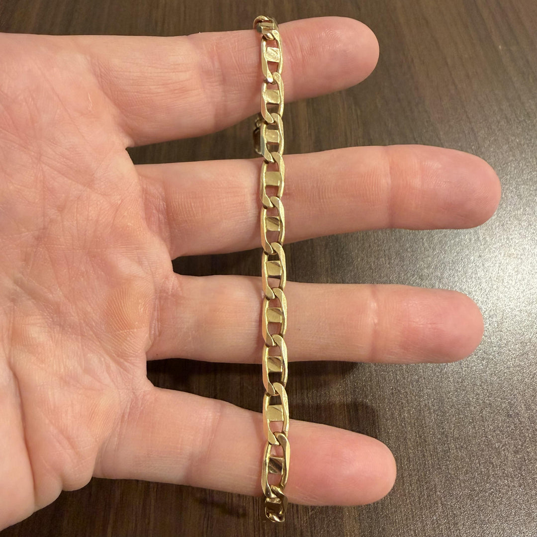 14k Yellow Gold 11.4g Solid Vintage 5.5mm Mariner Link Bracelet Italy 7.5"