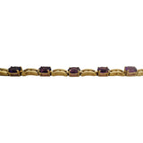 14k Yellow Gold and Amethyst 12.4g Fancy Link Bracelet 7"