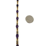 14k Yellow Gold and Amethyst 12.4g Fancy Link Bracelet 7"