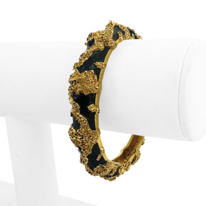Jack Gutschneider 14k Yellow Gold & Enamel Vintage Heavy Bangle Bracelet 6.5"