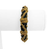 Jack Gutschneider 14k Yellow Gold & Enamel Vintage Heavy Bangle Bracelet 6.5"