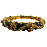 Jack Gutschneider 14k Yellow Gold & Enamel Vintage Heavy Bangle Bracelet 6.5"