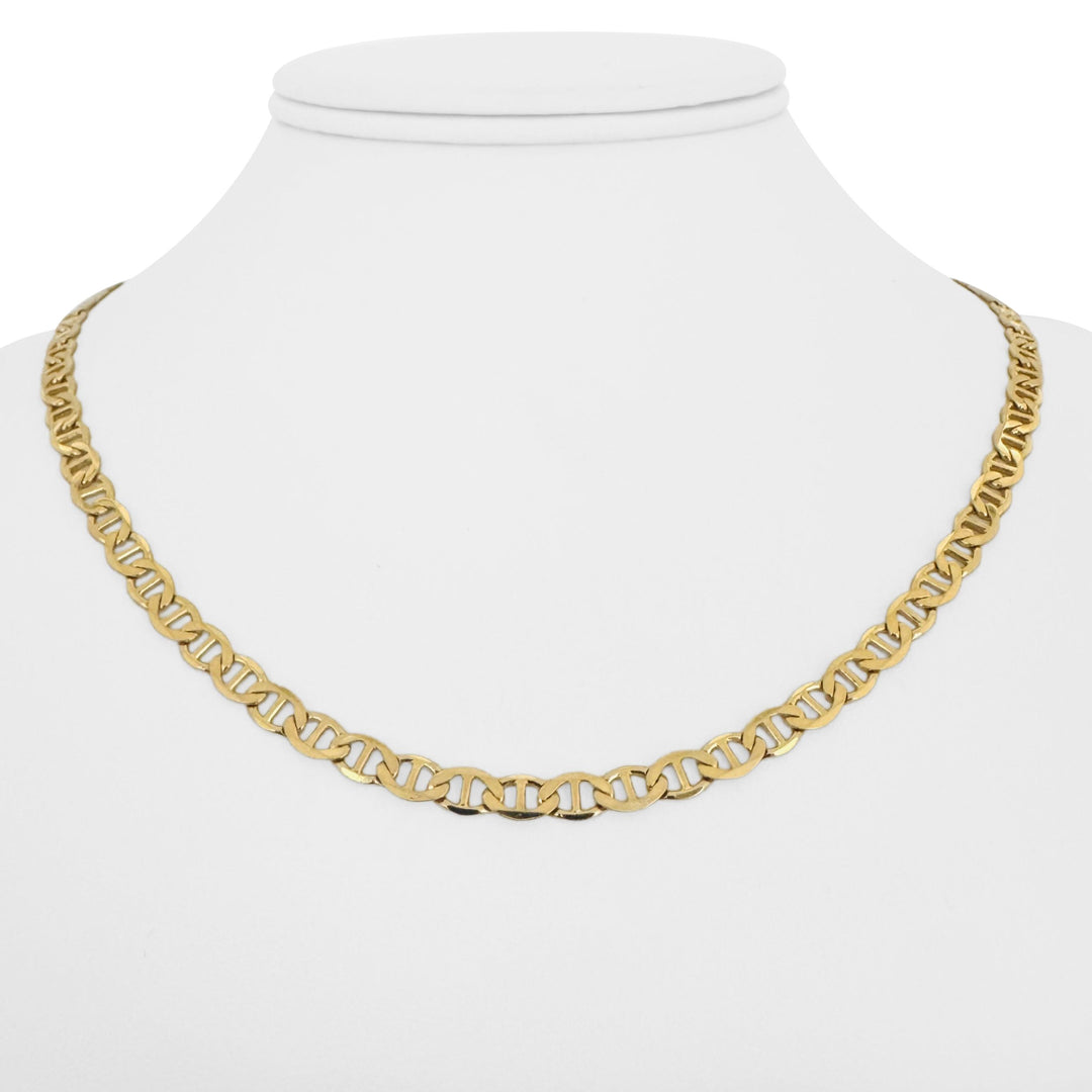 14k Yellow Gold 13.2g Solid Flat 4.5mm Mariner Link Chain Necklace Italy 18"