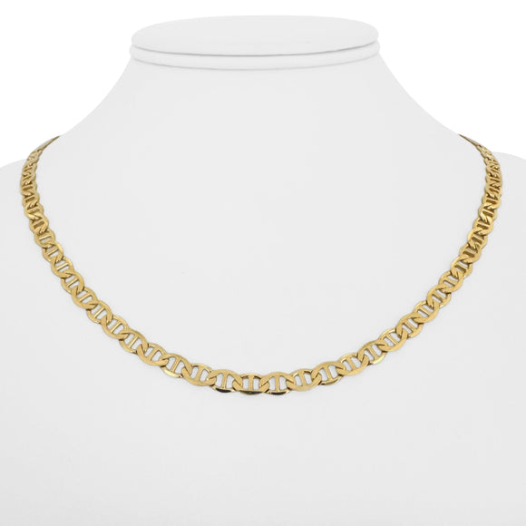 14k Yellow Gold 13.2g Solid Flat 4.5mm Mariner Link Chain Necklace Italy 18