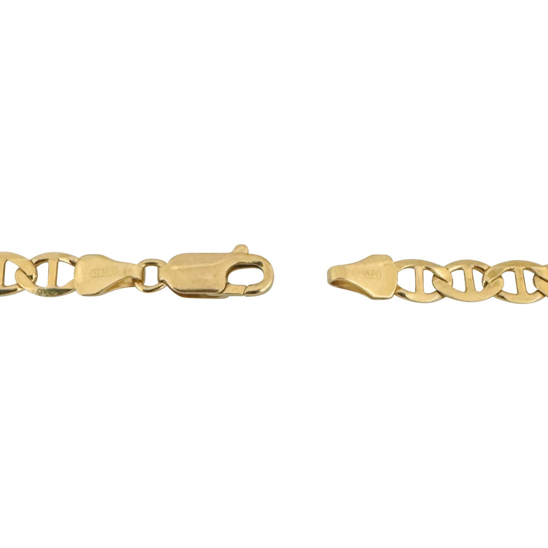 14k Yellow Gold 13.2g Solid Flat 4.5mm Mariner Link Chain Necklace Italy 18"