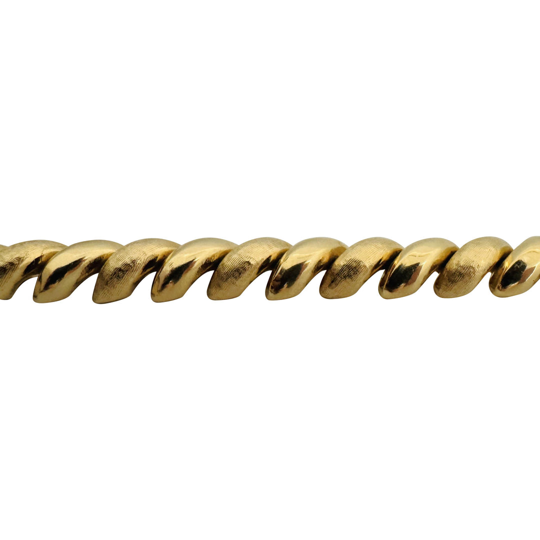 14k Yellow Gold 25g Polished and Brushed Links San Marco Bracelet Italy 7.25"