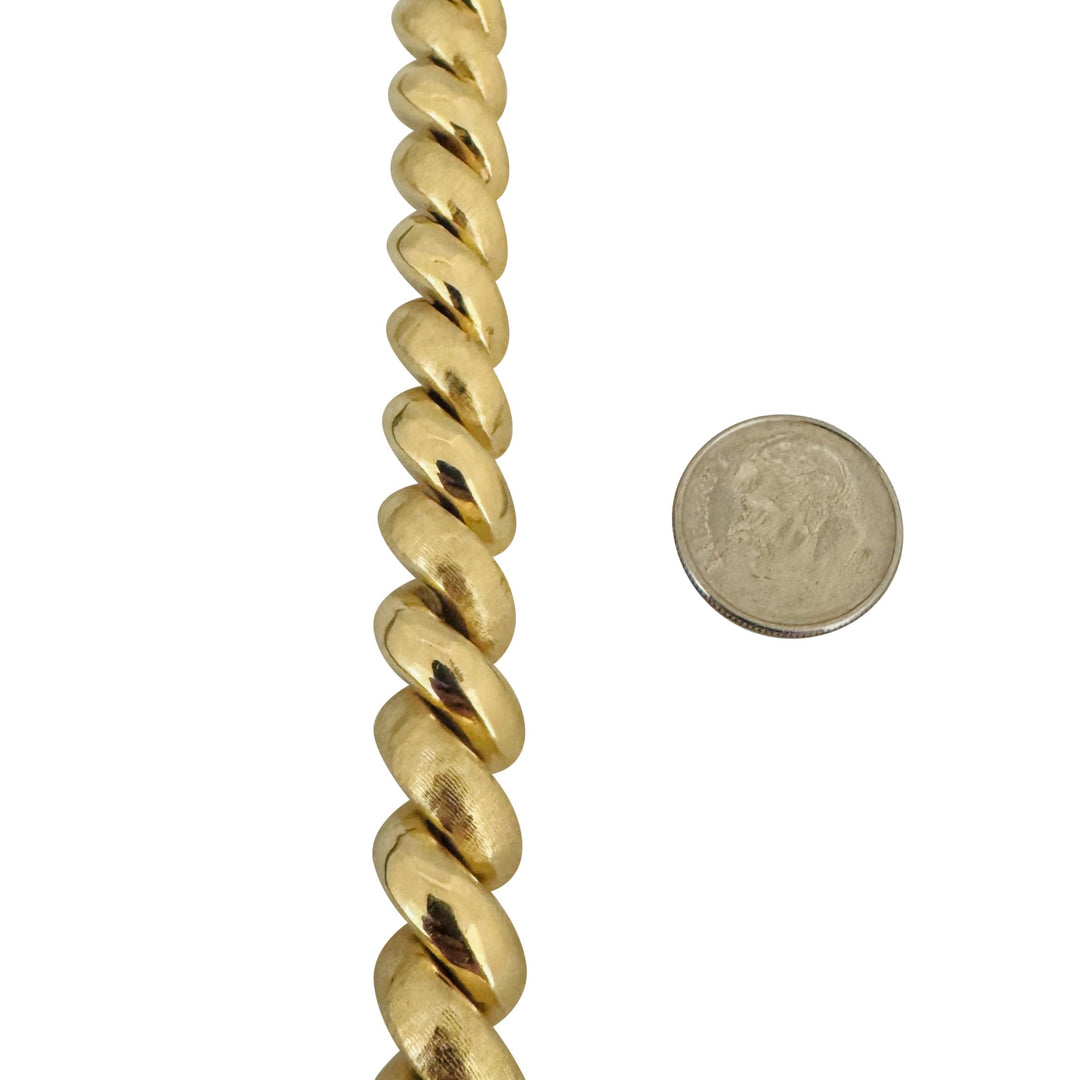 14k Yellow Gold 25g Polished and Brushed Links San Marco Bracelet Italy 7.25"