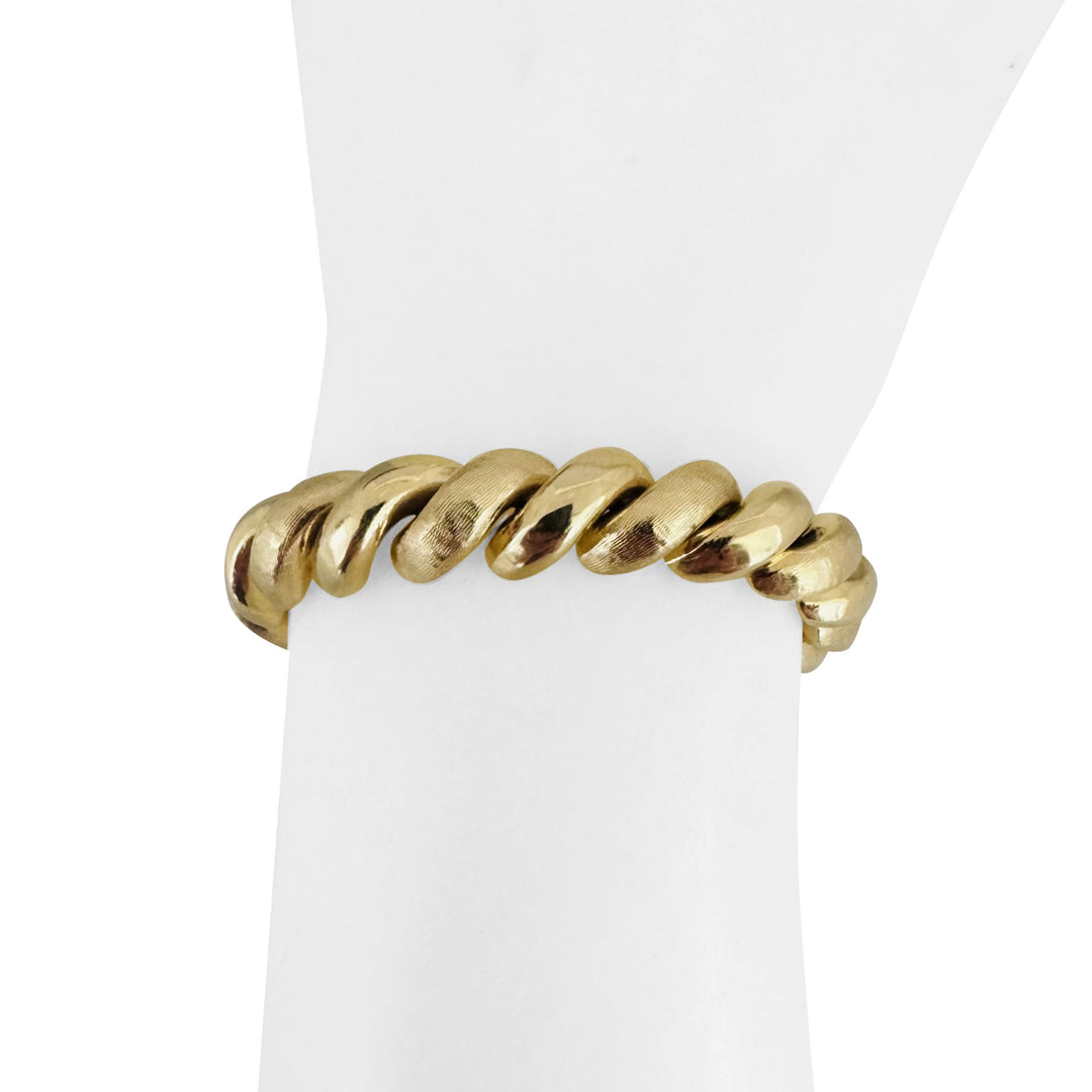 14k Yellow Gold 25g Polished and Brushed Links San Marco Bracelet Italy 7.25"