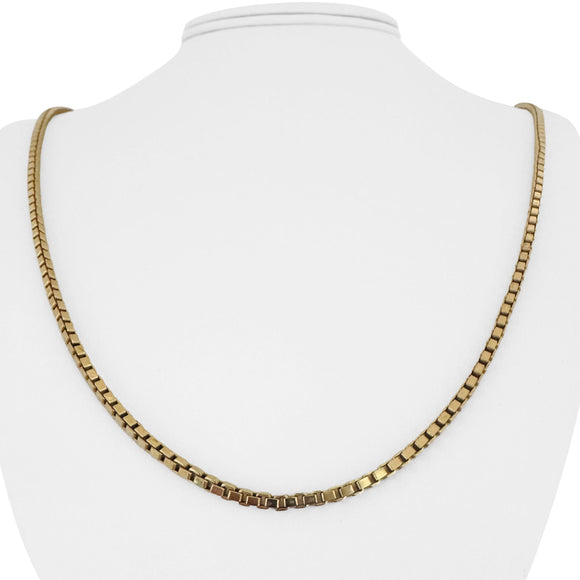 14k Yellow Gold 10.8g Polished Squared 2.5mm Box Link Chain Necklace 24