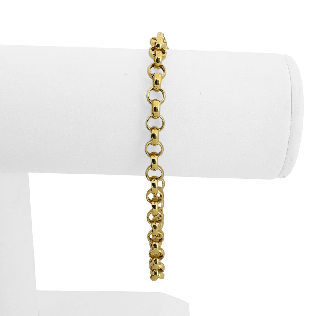 14k Yellow Gold 5.8g Hollow Light 5.5mm Rolo Link Bracelet Italy 7.75"