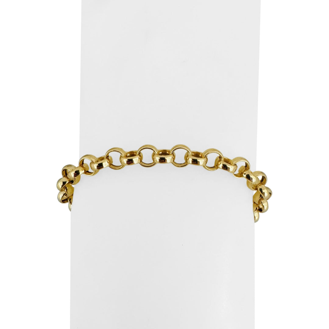 14k Yellow Gold 5.8g Hollow Light 5.5mm Rolo Link Bracelet Italy 7.75"