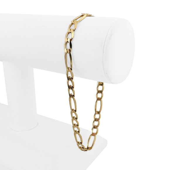 14k Yellow Gold 9.2g Semi Solid 6mm Men's Figaro Link Bracelet 9