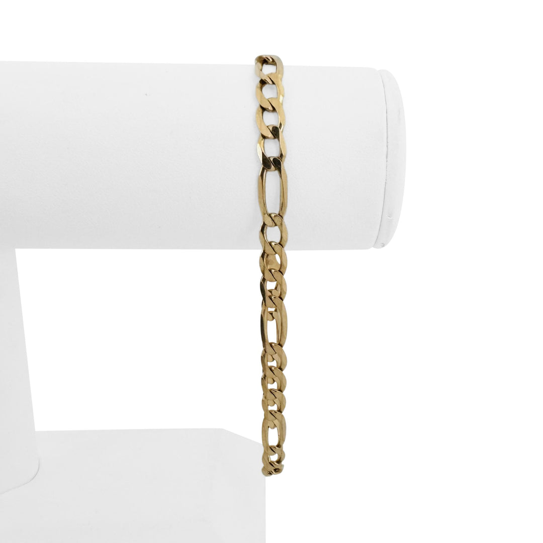 14k Yellow Gold 9.2g Semi Solid 6mm Men's Figaro Link Bracelet 9"