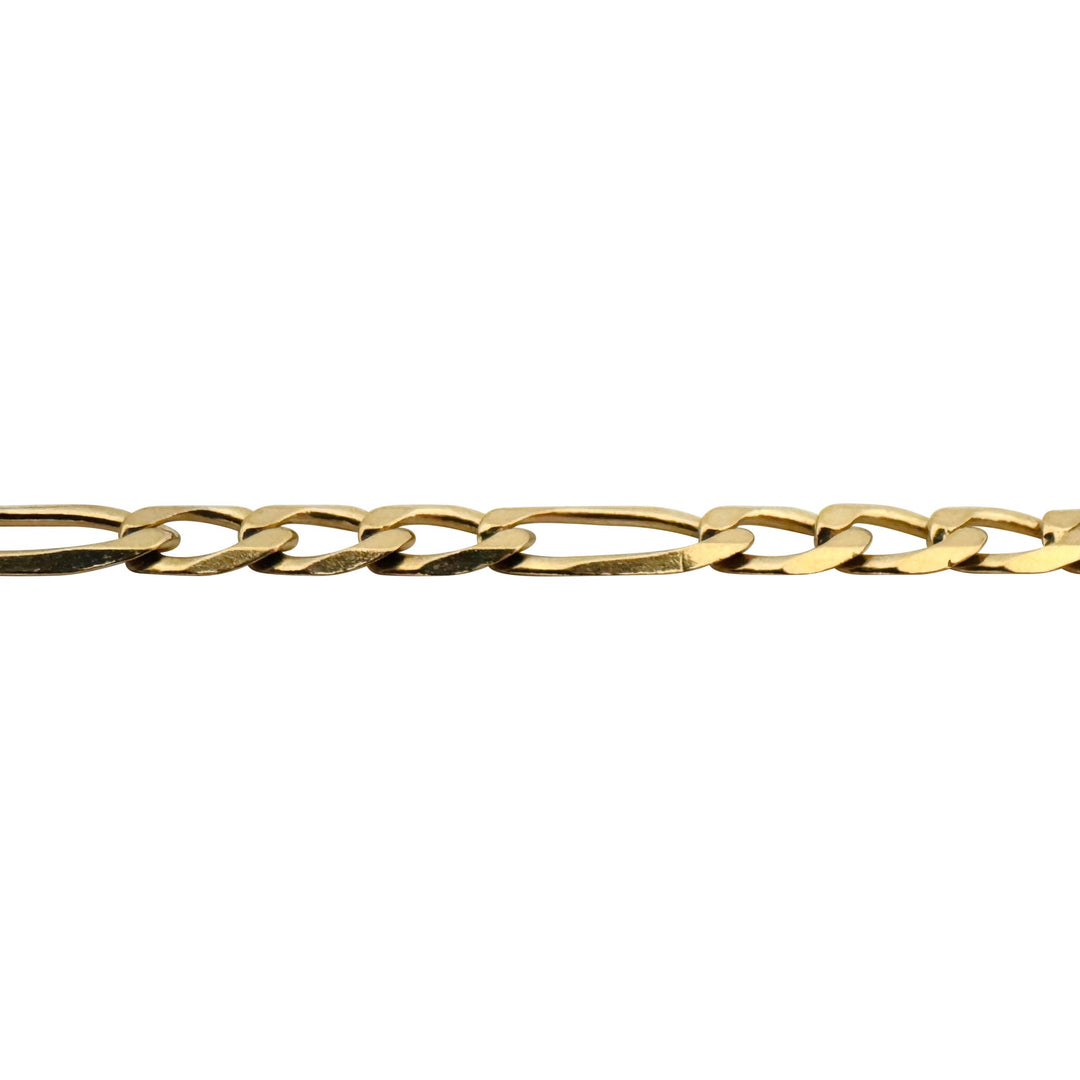 14k Yellow Gold 9.2g Semi Solid 6mm Men's Figaro Link Bracelet 9"