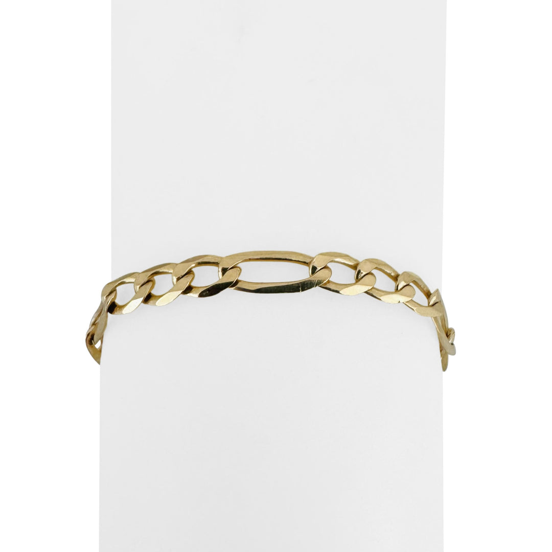 14k Yellow Gold 9.2g Semi Solid 6mm Men's Figaro Link Bracelet 9"